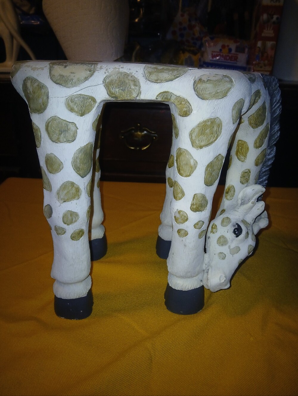 Vintage Giraffe Animal Plant Stand Animal Art Display Side Table Stool.